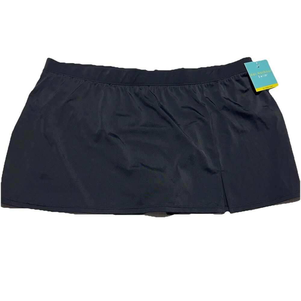 Bal Harbour Women’s Tummy Control Skirtini Swim Skirt Black Sz 2X 20W 22W NWT